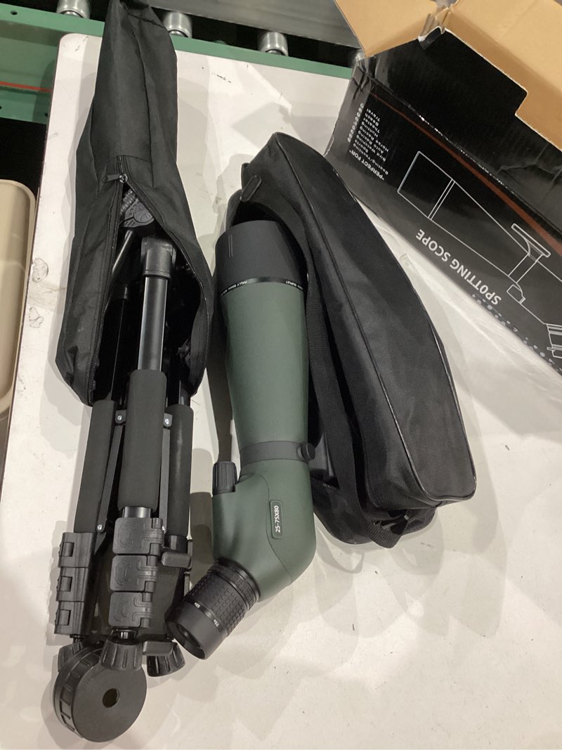 Condition photo showing Good Condition for 25-75x80 spotting scope with upgraded tripod carrying bag and phone adapter spotter scope for target shooting for bird watching wildlife viewing green