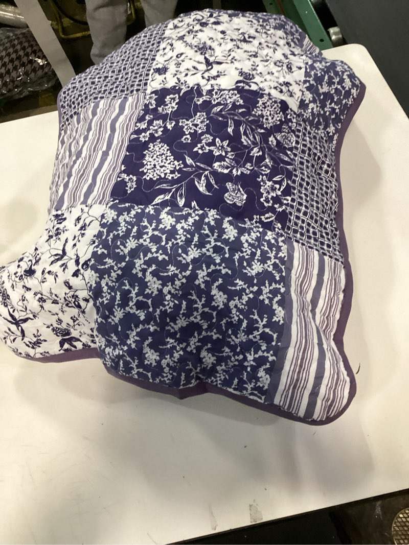 Condition photo showing As Is for Mybedsoul Purple Quilt Set Queen Size,3 Pieces Boho Floral Plaid Bedspread Coverlet Set for All Season,Patchwork Reversible Bedding Set Queen 90"x96" Queen Purple