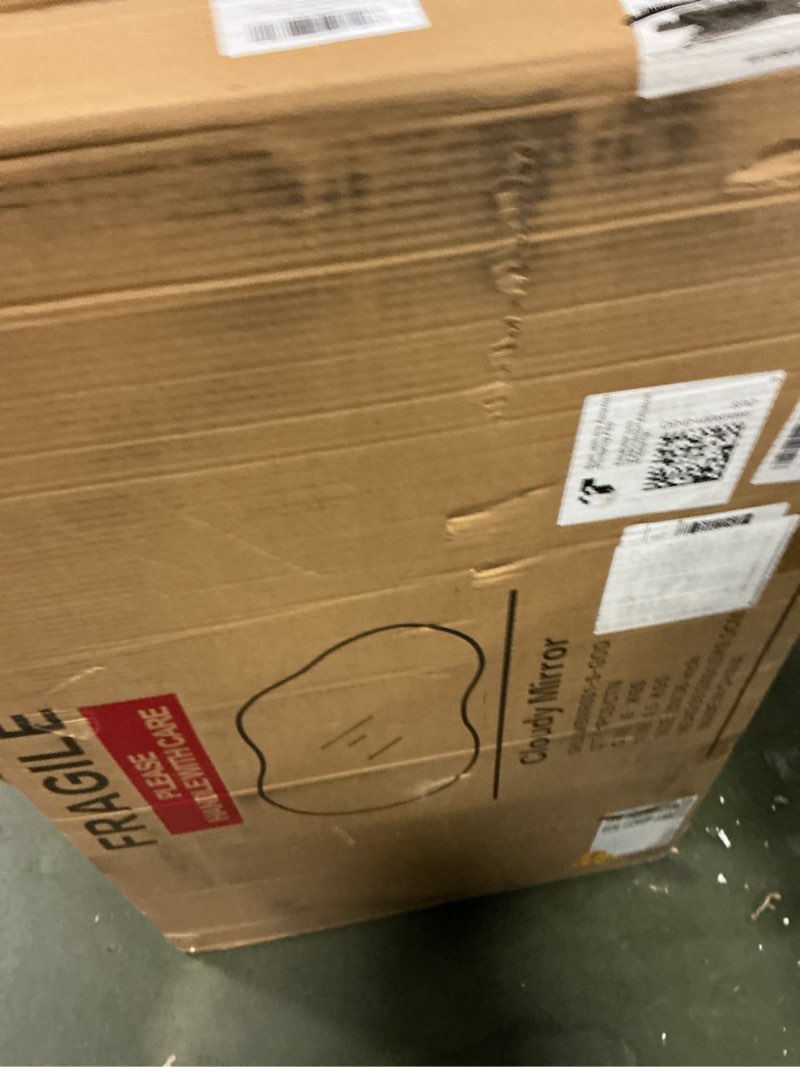 Condition photo showing New/Like New for Irregular Wall Mirror - Wall Mirrors Decorative 20"x36" Gold Asymmetrical Mirror Tempered Glass Aviation Aluminum Alloy Frame for Bathroom, Bedroom, Living Room, Cloakroom, Entryway Rose Gold 20"L x 36"W