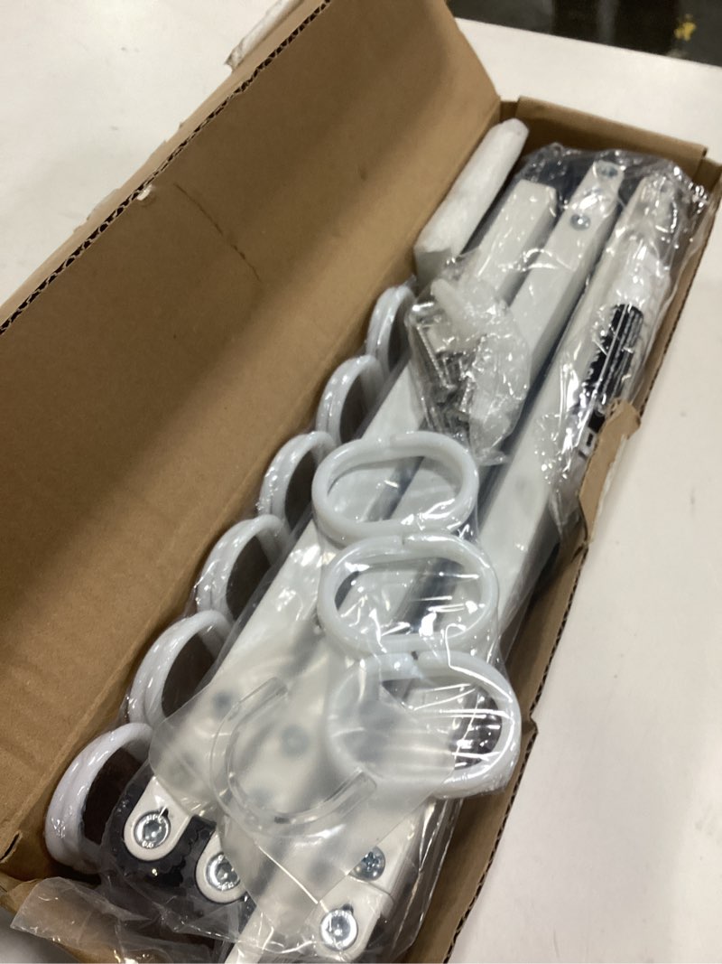 Condition photo showing As Is for Wall Mount Folding Shower Curtain Rod, 42 Inches Shower Curtain Rod(3-Fold), Adjustable Corner Showe