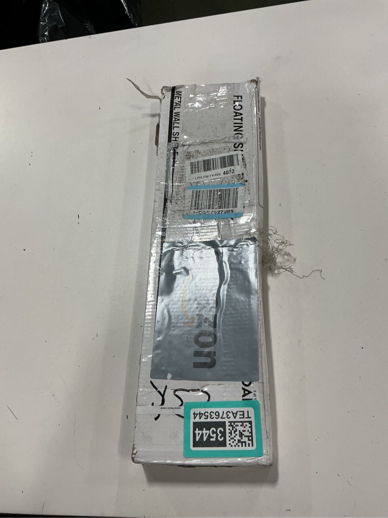 Condition photo showing New/Like New for Danpoo Adhesive Floating Shelf for Wall Storage, Metal Wall Shelf for Bathroom/Living Room/Kitchen/Bedroom, 20" Long Display Shelf for Collectibles, Silver