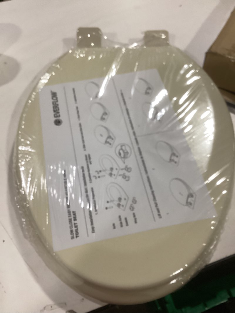 Condition photo showing New/Like New for HIGHCRAFT Premium Elongated Toilet Seat with Slow-Close Design & Adjustable Hinges - Molded Wood Toilet Seat - Fits Standard Elongated Toilets - Oval Seat in Bone/Beige Elongated Bone