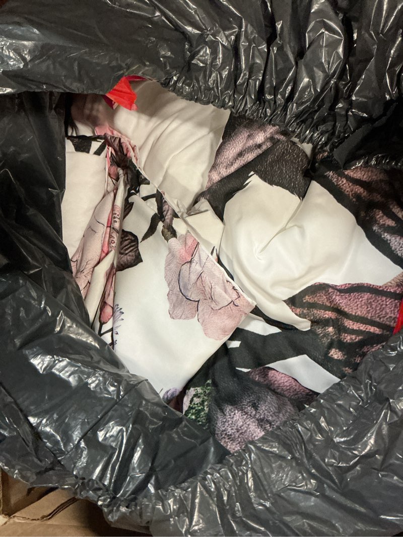 Condition photo showing As Is for suklly pink flowers comforter set queen spring floral 3 pieces microfiber bedding quilt for couples 