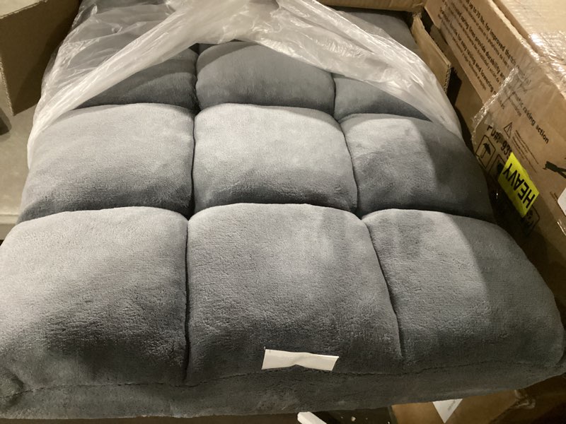 Condition photo showing New/Like New for folding floor gaming chair 14-poistion cushioned adjustable floor lazy sofa chair w/breathable cotton & skin-friendly coral velve for adults & kids perfect for reading gaming meditating, grey 1 grey