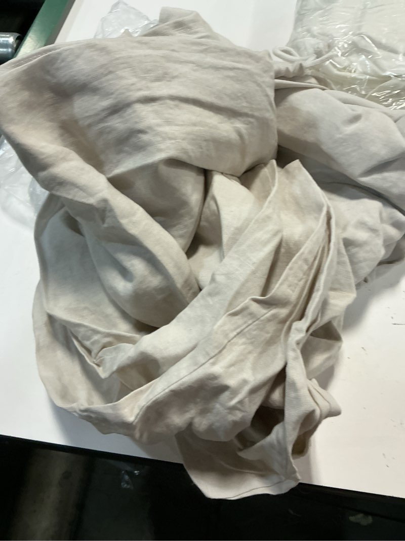 Condition photo showing As Is for european linen duvet cover, full/queen, sand
