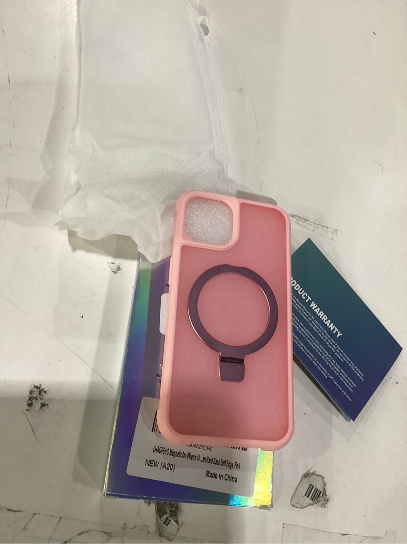 Condition photo showing Good Condition for chaofeng magnetic compatible with iphone 14 case with stand [military grade drop tested][compatible with magnet] ring translucent slim hard back soft edge, pink pink iphone 14