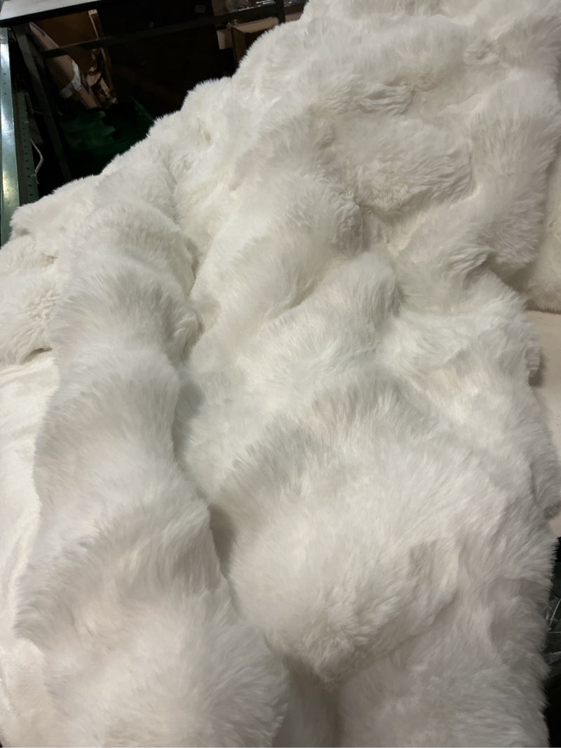 Condition photo showing Good Condition for latepis faux fur white blanket cozy thick bubble throw for couch sofa bedroom furry soft warm luxury twin blanket for bed 60x80 inch, 860gsm