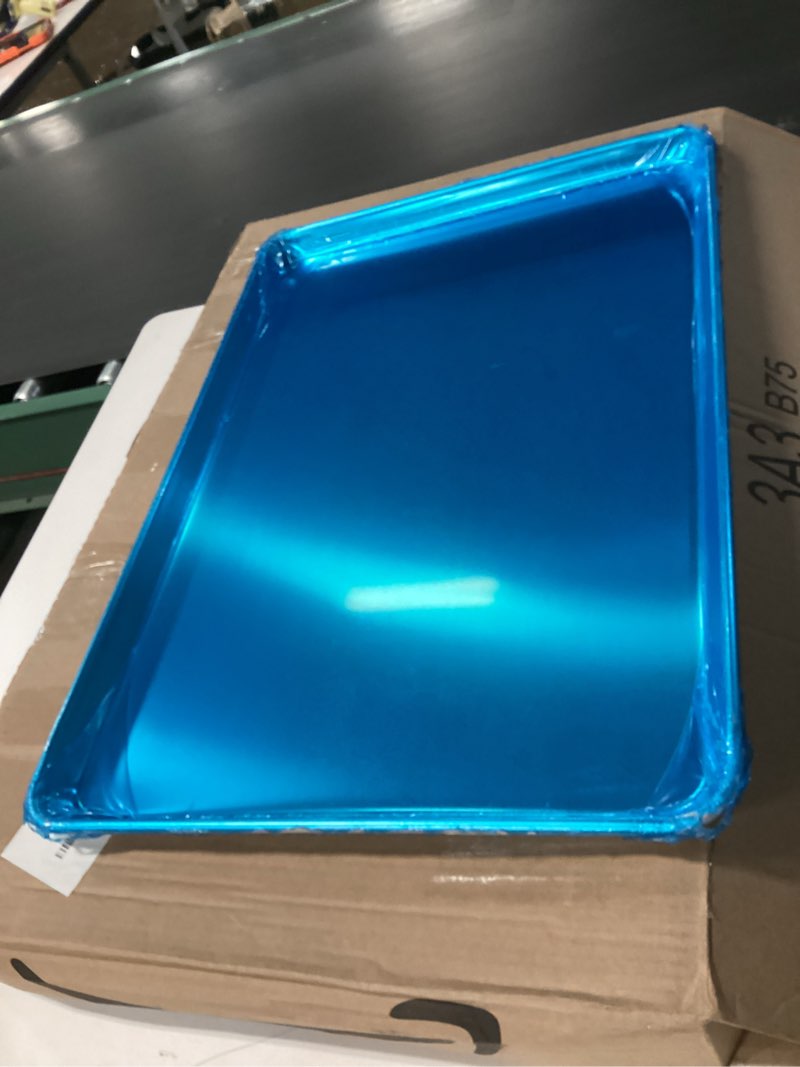 Condition photo showing New/Like New for Chef Approved 26" Wide Aluminum Sheet Pan | Professional Full Size Heavy Weight Baking Bun with Rectangular Shape for Restaurant Kitchen Cafeteria Pantry | Closed Bead, 26"W x 18"D x 1.13"H, 16-Gauge