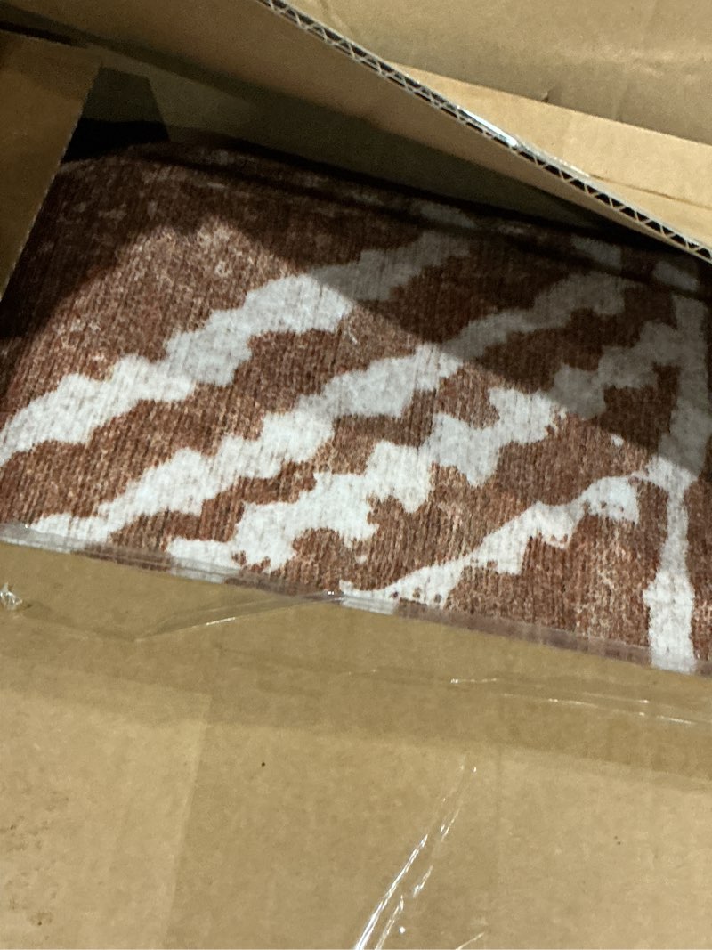 Condition photo showing Good Condition for BESTSWEETIE 6x9 Area Rug Machine Washable Non-Slip Low Pile Print Pattern Western and Aztec Rug for Living Room Bedroom Entryway-Yellowbrown/Cream