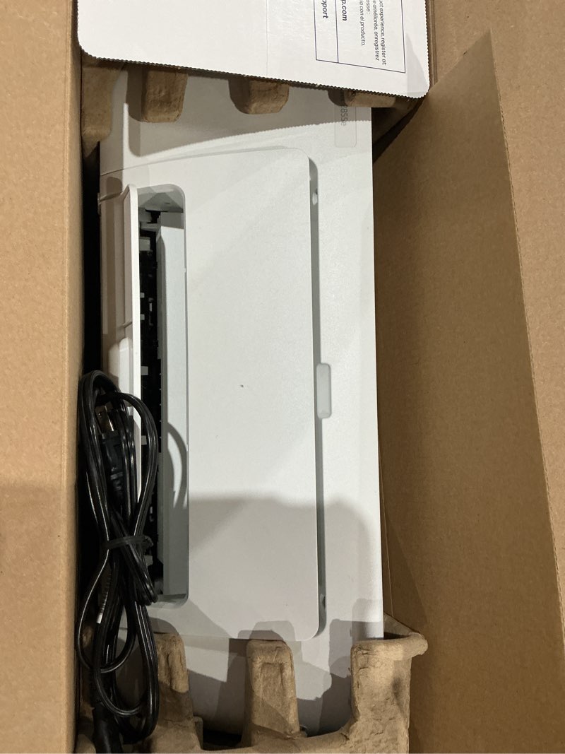 Condition photo showing As Is for hp deskjet 2855e wireless all-in-one color inkjet printer, scanner, copier, best-for-home, 3 month instant ink trial included. this printer is only 2.4 ghz capable. (588s5a)