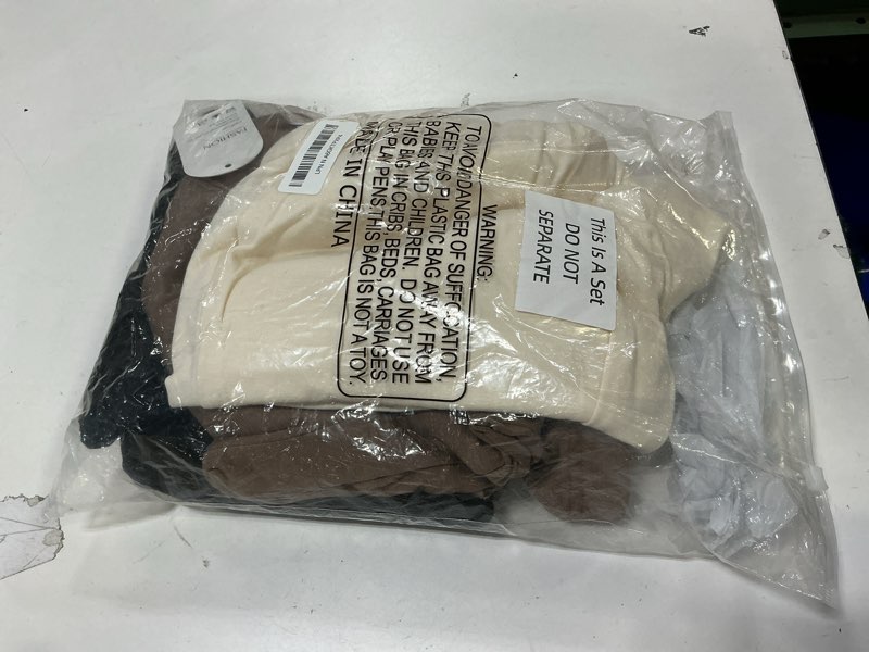 Condition photo showing New/Like New for 3 Pack Women's Maternity Pants Over The Belly Pregnancy Pants Stretchy Loose Wide Leg Lounge Pajama with Pockets Black, Coffee, Cream X-Large