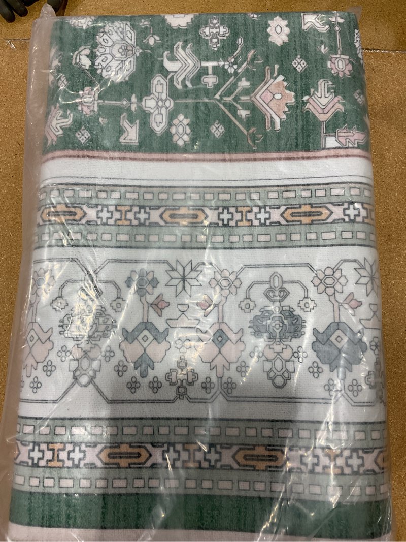 decomall maila machine washable rugs 8x10ft, traditional oriental green rug,vintage distressed large