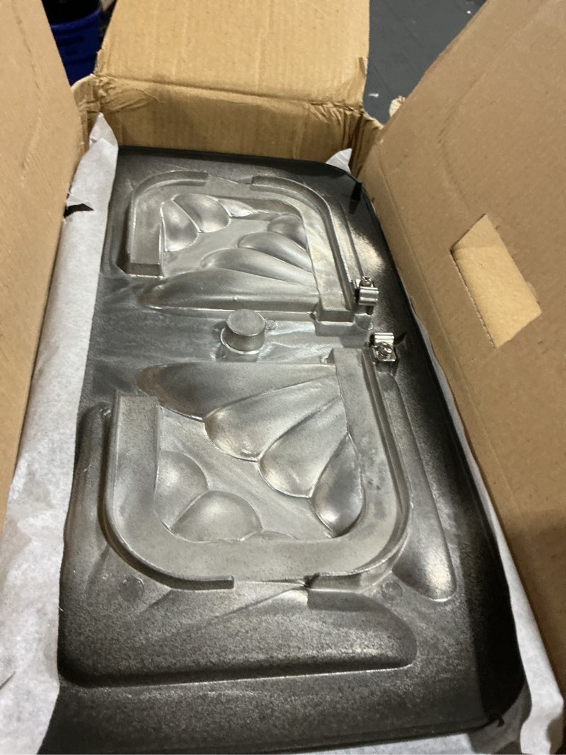 Condition photo showing As Is for fohere waffle maker 3 in 1 sandwich maker 1200w panini press with removable plates and 5-gear temperature control, non-stick coating easy to clean,indicator lights, blue light blue