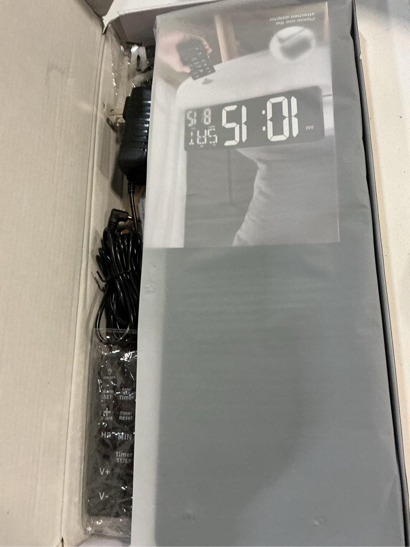 Condition photo showing Good Condition for large digital wall clock with remote control 17.2" led large display timer with temperature date week auto dst adjustable brightness, big wall alarm clock for living room office garage gym seniors 17.2in red
