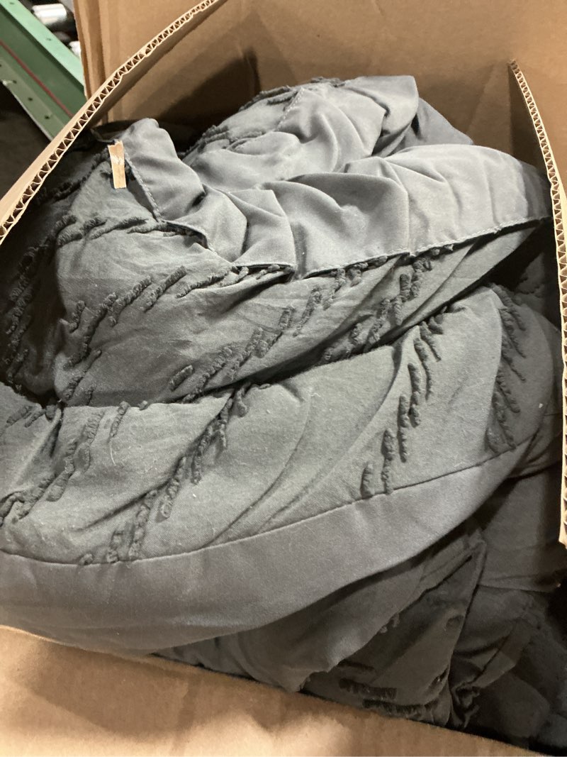 Condition photo showing As Is for Litanika Oversized King Size Comforter Set with Sheets Dark Grey - 7 Pieces Bed in a Bag Oversized K