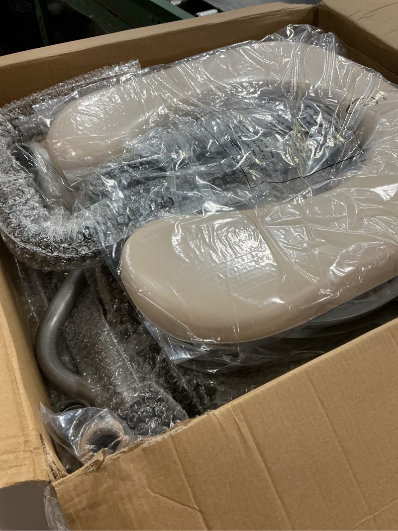 Condition photo showing Good Condition for Drop Arm Bedside Commode, Commode Toilet with Padded Seat and Backrest, 400lbs Capacity, 6.3QT Removable Bucket and Splash Guard, Adjustable Height Portable Toilet for Adults, Beige