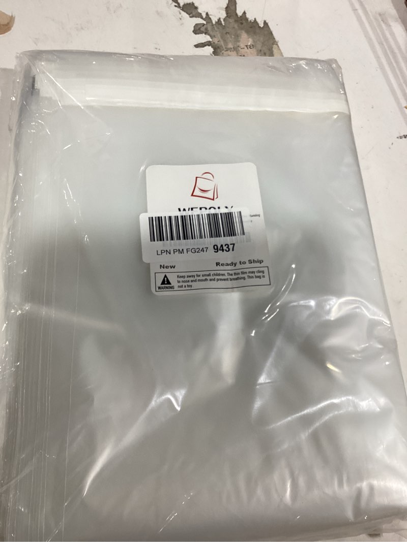 Condition photo showing New/Like New for WEPOLY - 18" x 24" (100 Count) - Clear Poly Bags with Suffocation Warning Self Seal for Packaging, Shirts, Clothing & FBA - Permanent Adhesive 18" x 24" 100 Pack