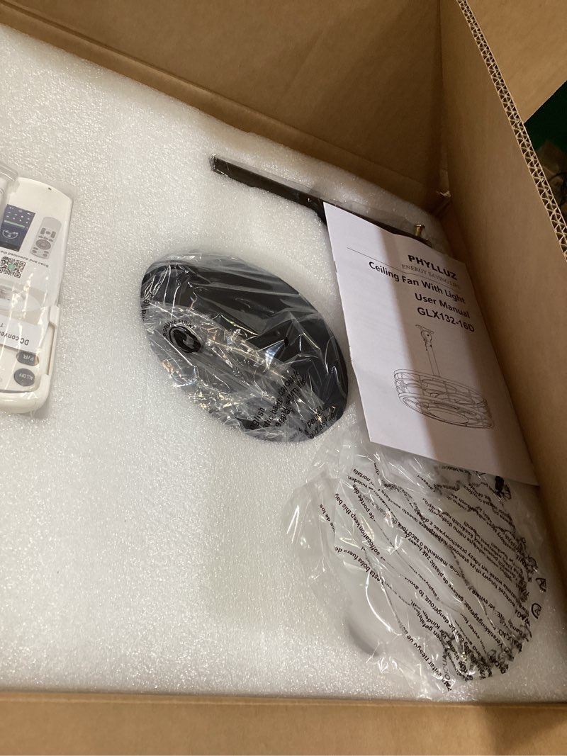 Condition photo showing Good Condition for outdoor ceiling fan with lights - 16'' wet rated gazebo fan remote/app control, caged hanging fan plug and play for covered patio porch, wood color wood with light