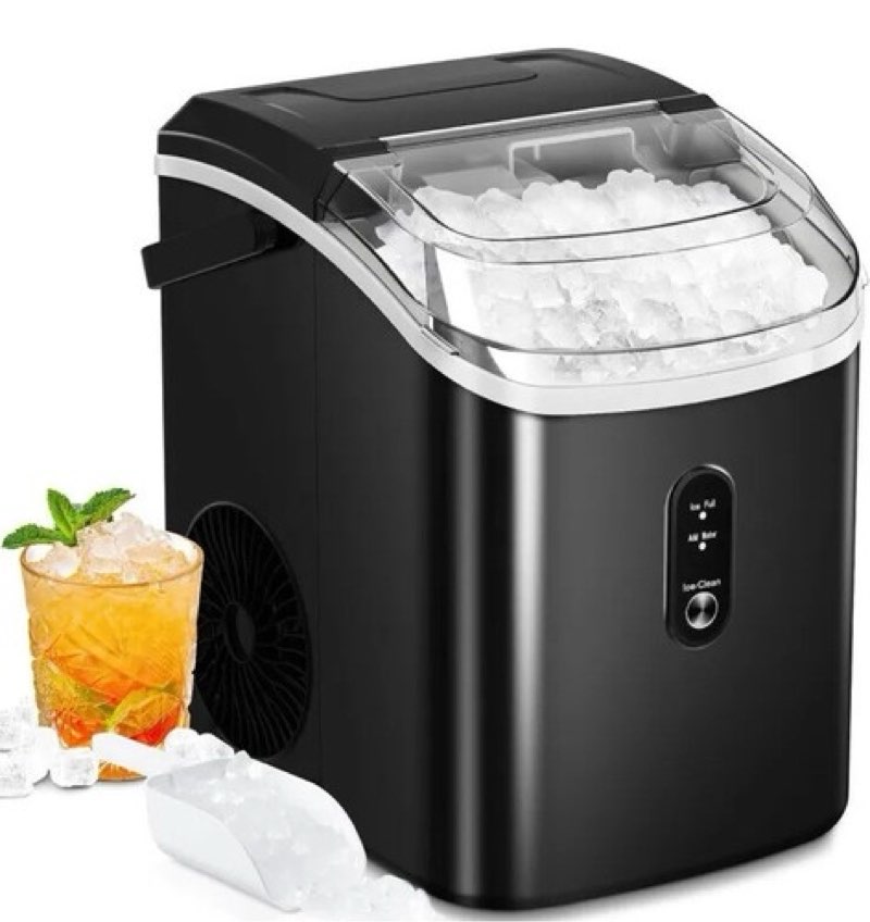 nugget ice maker countertop, pebble ice with self-cleaning 35lbs/24hrs black