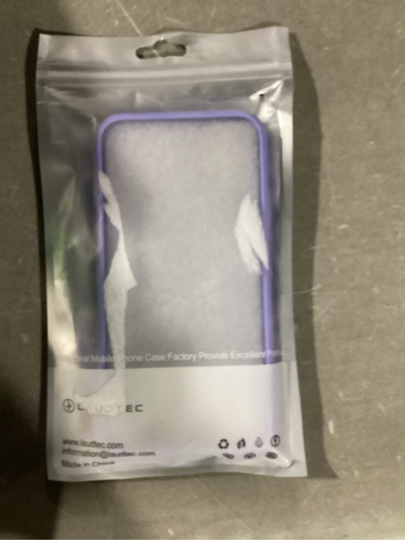 Condition photo showing New/Like New for LAUDTEC Silicone Kickstand Case Compatible with iPhone 15 Pro, Vertical and Horizontal Stand Hand Strap Metal Kickstand Cover, Flexible Soft Liquid Silicone Stand Case for iPhone 15 Pro (Purple) iPhone 15 Pro Purple