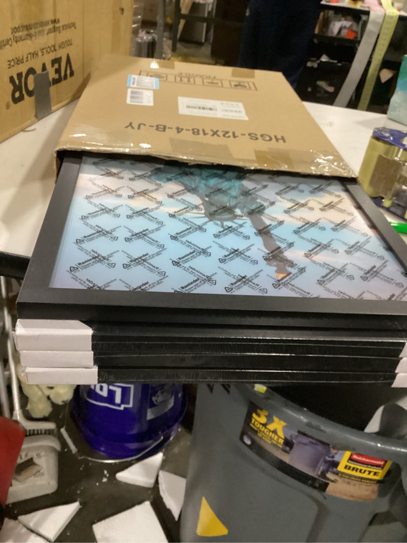 Condition photo showing As Is for seseat 12x18 frame, wall gallery poster picture frame, black, pack of 4 black 12x18