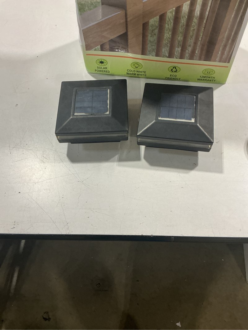 Condition photo showing Good Condition for solar post cap lights 12 pack, fence post solar lights, warm white/cool white lighting, black waterproof outdoor post lights for garden patio porch, 4x4, 5x5 or 6x6 vinyl/wooden posts