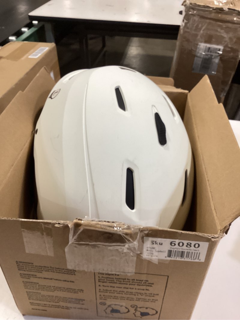 Condition photo showing As Is for retrospec zephyr ski helmet - snowboard helmet for adults & youth with adjustable fit, 9 breathable vents, removable washable earmuffs - snow sports helmet for men & women matte eggshell large