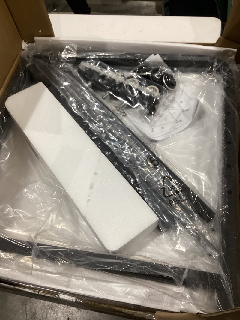 Condition photo showing As Is for 2 tier large printer stand, 20 x 20 inches printer table with storage shelf, rolling printer cart with wheels for home office, scanner fax (black)