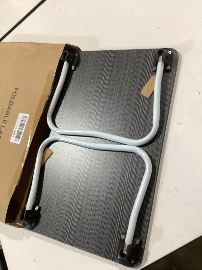 Condition photo showing Good Condition for ruxury foldable lap desk laptop stand bed desk table tray, breakfast serving tray, portable & lightweight mini table, lap tablet desk for sofa couch floor - black black medium