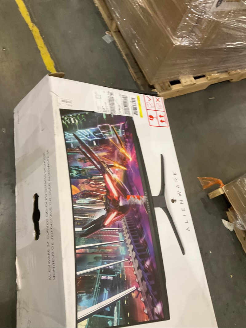 Condition photo showing As Is for Alienware AW3423DWF Curved QD-OLED Gaming Monitor - 34-inch Quantum Dot OLED 0.1Ms 165Hz 21:9 Curved Display, 99.3% DCI-P3 Color Gamut, VESA DisplayHDR True Black 400, AMD FreeSync Premium Pro - Black