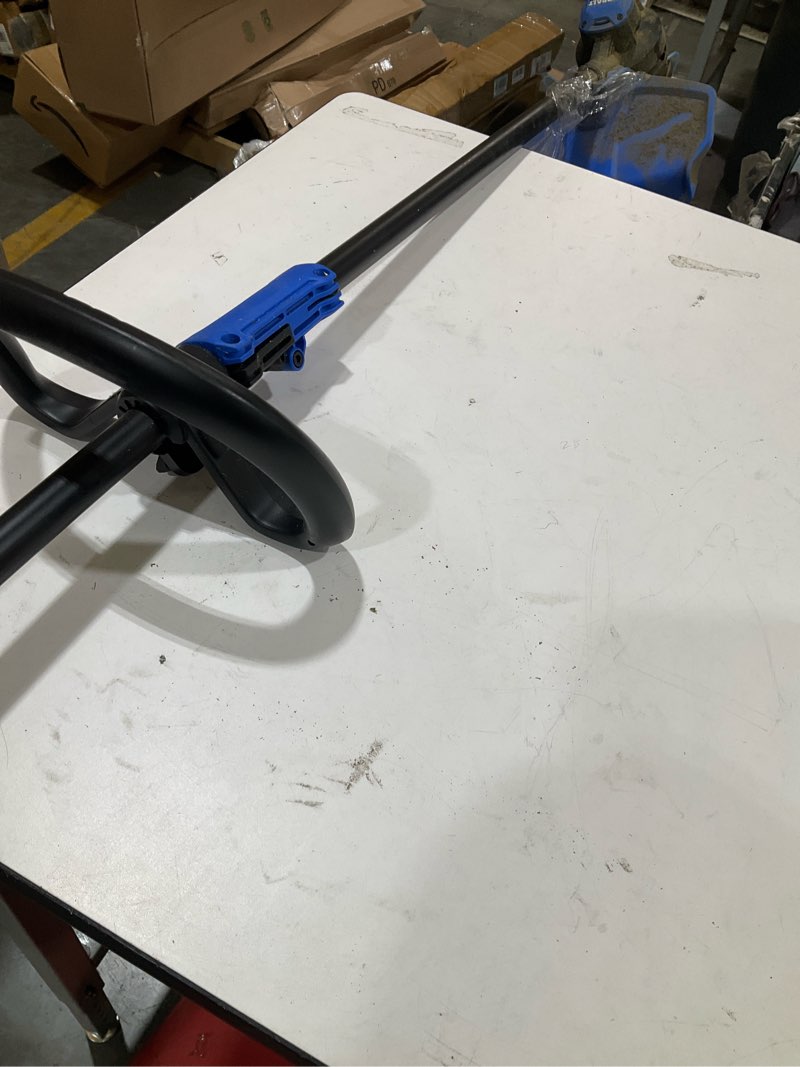 Condition photo showing As Is for kobalt gen4 40-volt 15-in straight shaft battery string trimmer 4.0 ah