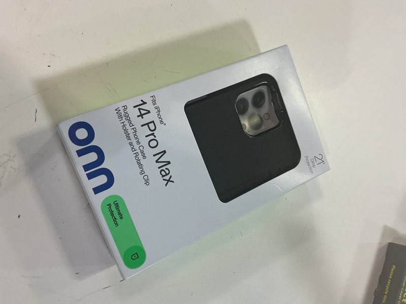 Condition photo showing New/Like New for onn. rugged phone case with holster for iphone 14 pro - black