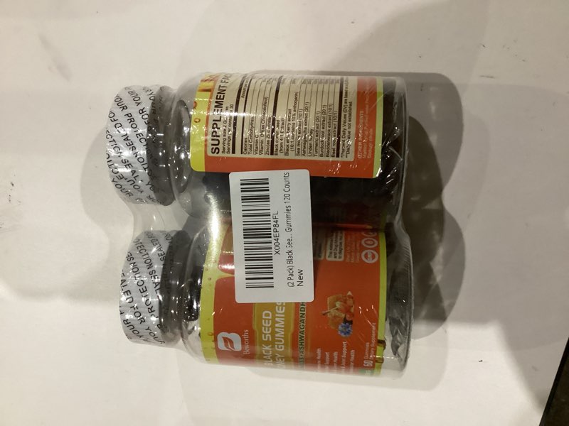 Condition photo showing New/Like New for (2 Pack) Black Seed Oil Sea Moss Gummies with Ashwagandha, Burdock Root, Linden Honey, Elderberry, Turmeric, Vitamin C, D3 & Zinc - Supports Immunity, Joints, Digestion, Hair & Skin, Vegan Gummies 120