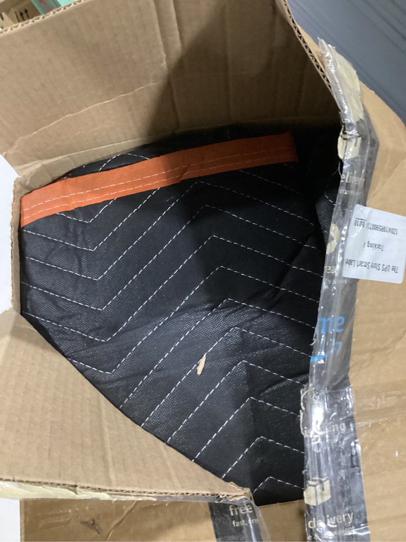 Condition photo showing As Is for simpli-magic 79523 heavy duty padded moving blankets, black/orange, 72” x 80”, 12 pack