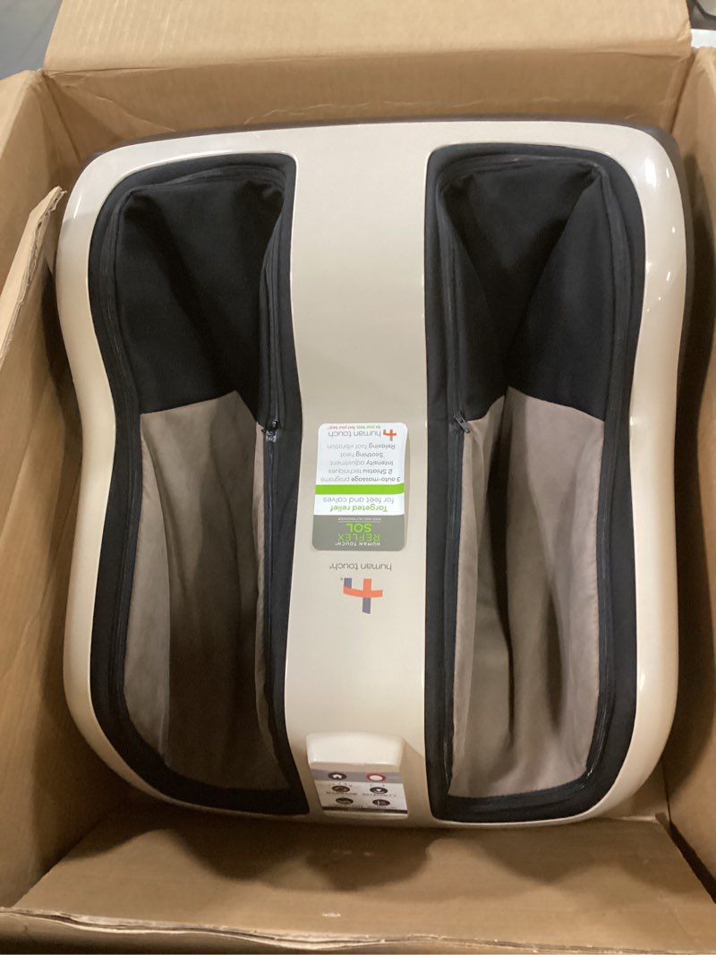 Condition photo showing Good Condition for Human Touch Reflex SOL Foot & Calf Massager w/ Heat - Plantar Fasciitis Relief + Circulation + Shiatsu Deep Kneading + Vibrating for Stress + Compression - Adjustable for Women and Men up to Size 12