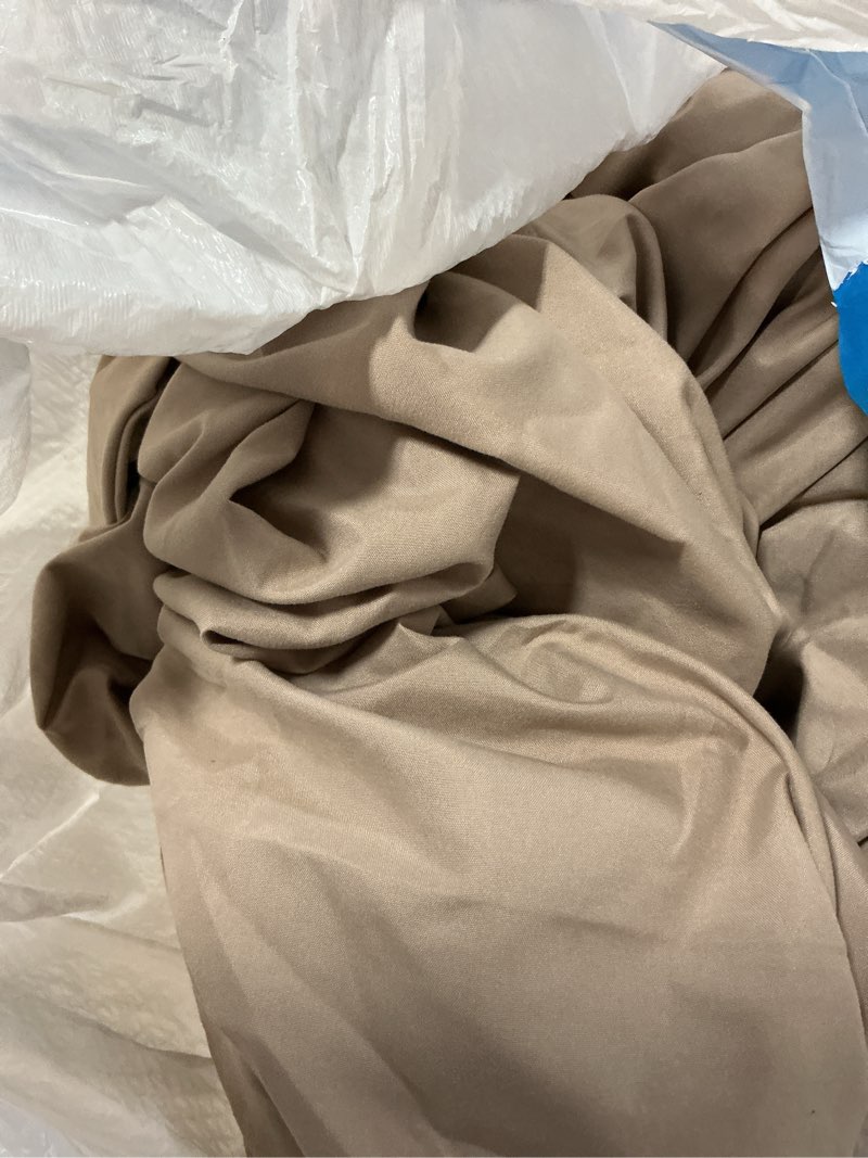 Condition photo showing As Is for amazon basics lightweight super soft easy care wrinkle-free breathable brushed microfiber 3-piece bed sheet set with 14-inch deep pockets, twin, taupe, solid taupe twin