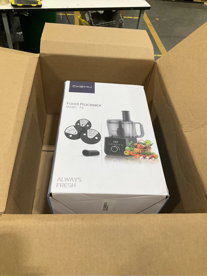 Condition photo showing Good Condition for smart food processor and vegetable chopper, 12 cup bowl, 6 functions for chopping, slicing, french fries, purees & dough, food chute & pusher, silver
