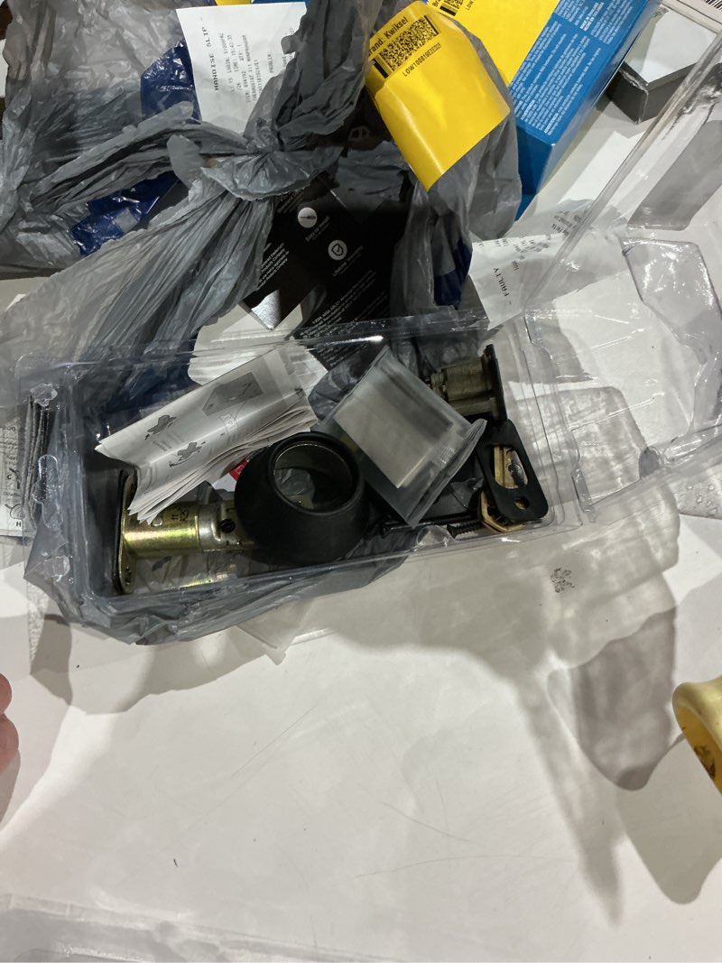 Condition photo showing As Is for kwikset matte black smartkey deadbolt 2-3/4 in.