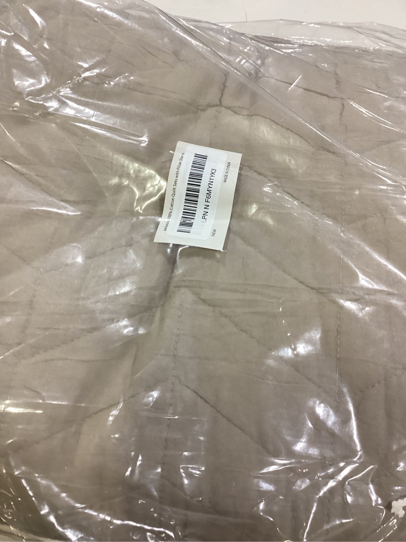 Condition photo showing Good Condition for palassio dark beige cotton quilt queen size bedding sets with pillow shams, lightweight soft bedspread coverlet, quilted comforter bed cover for all season, 3 pieces, 90x96 inches dark beige queen/full
