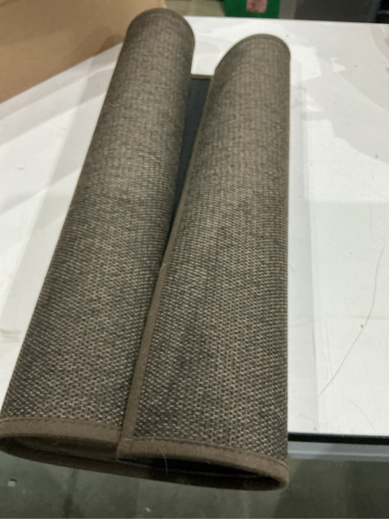 Condition photo showing As Is for lekeepgo long door mat 24"x59", non slip door mat indoor entrance, rubber backing front indoor doormat washable absorbent low-profile entryway entry resist dirt inside hallway door mats, brown 2' x 4'11" (rectangular) coffee