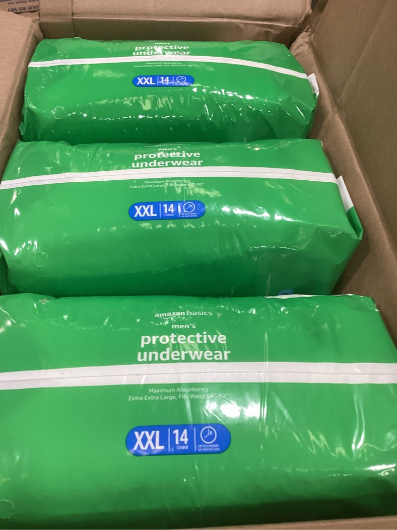 Condition photo showing Good Condition for amazon basics maximum absorbency incontinence underwear for men with leak protection, bladder leak control, 2x-large, 42 count (3 packs of 14)