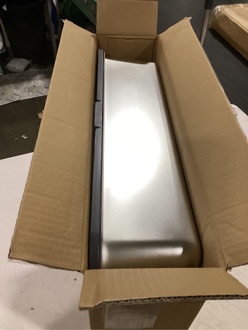 Condition photo showing Good Condition for stainless steel litter box with high sides, xl high sided cat litter pan, open top extra large metal cat litter box, non-stick, odor free, leakproof, scoop included, gray