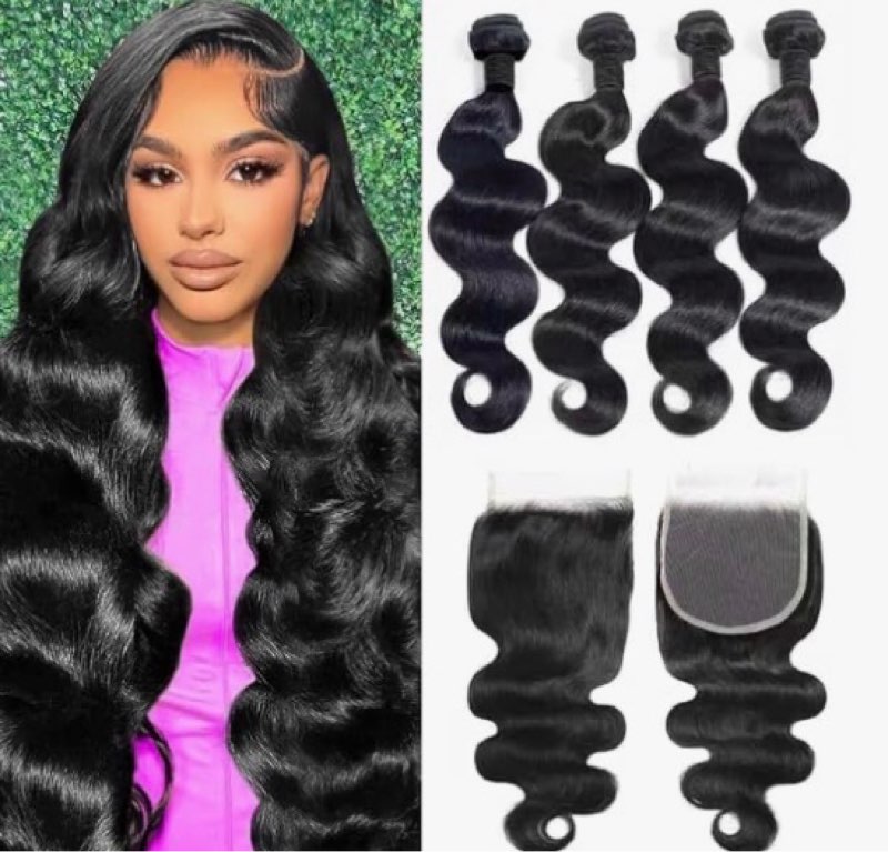 12a human hair bundles with closure 14 16 18 20+12 inch body wave 4 bundles human hair with 5x5 hd l