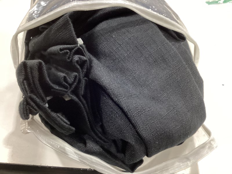 Condition photo showing Good Condition for ivapupu black pinch pleated curtains 96 inches long for living room, semi sheer privacy linen curtain memory trained back tab drapes with hooks rings for farmhouse dining room, 2 panels, w40xl96 black 40"w x 96"l (pack of 2)