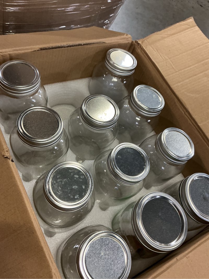 Condition photo showing As Is for wide mouth mason jars 32 oz with airtight lids and bands, 12 pack quart canning jars, clear glass mason jars for canning, pickling, preserving, meal prep, diy projects(incomplete)