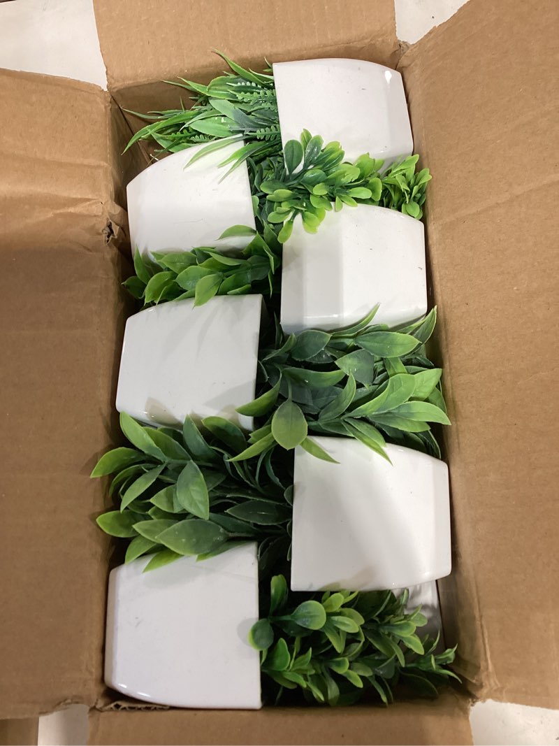 Condition photo showing Good Condition for unittype 12 pcs fake plants small artificial faux plants for shelf mini plastic potted greenery for home office desk bathroom bedroom indoor decor(white pot,gray) white pot grey