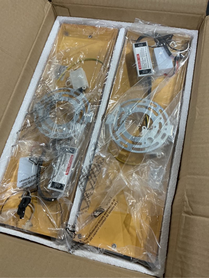 Condition photo showing Good Condition for Dusk to Dawn Outdoor Light,2 Pack Wall Light Fixtures Waterproof Exterior Wall Sconce Light Fixture,16” Modern Black Wall Sconcesfor House, Porch, Garage