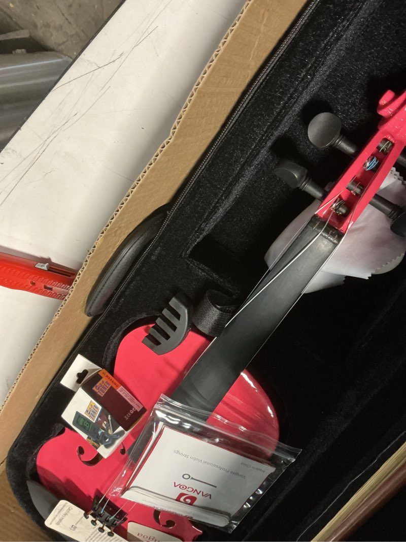 Condition photo showing As Is for Vangoa Acoustic Violin for Beginners, 3/4 Acoustic Violin Fiddle for Teens Students Beginners Violin Starter Kit with Hard Case, Rosin, Shoulder Rest, Bow, Extra Strings,Pink