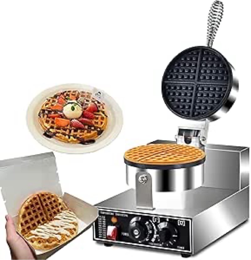 Culistra Commercial Wa. tainless Steel, CUL-FY (Commercial Waffle Maker Electric Waffle Iron Non-Stick Waffle Cones Maker Machine Hotel Waffle Maker With Time Control Temperature Adjustable, 110V 1300W)