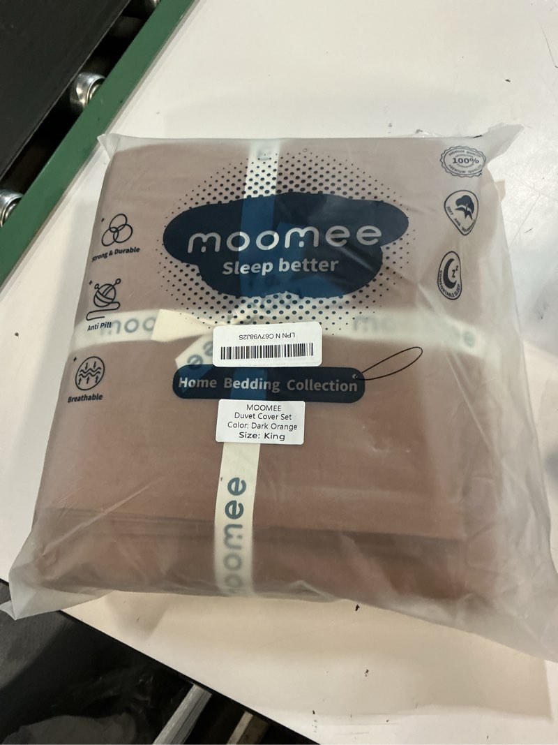 Condition photo showing Good Condition for moomee bedding duvet cover set 100% washed cotton linen like textured breathable durable soft comfy (solid dark orange, king 104"x90") solid dark orange (no comforter) king (104"x90")